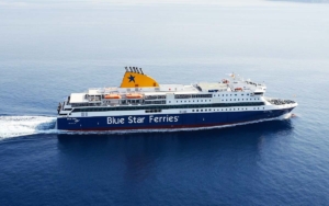Blue Star Ferries Patmos at sea.