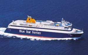 Blue Star Ferries Paros at sea.