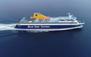 Blue Star Ferries Chios at sea.