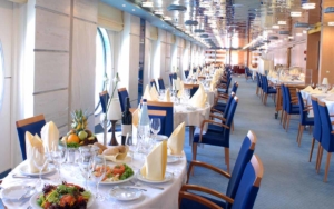 Dining hall inside Blue Star Ferries Diagoras.