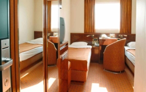 Two bed cabin onboard Blue Star Ferries Blue Horizon.