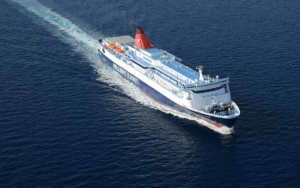 Blue Star Ferries Nissos Samos at sea.