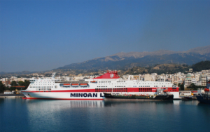 Minoan Lines in the port at night