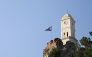 Clock Tower in Poros, Greece