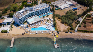 A luxury hotel in Porto Heli from the air