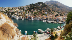 The panoramic view of Symi's port.