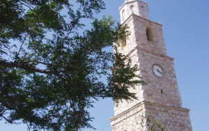 The clock tower in Halki