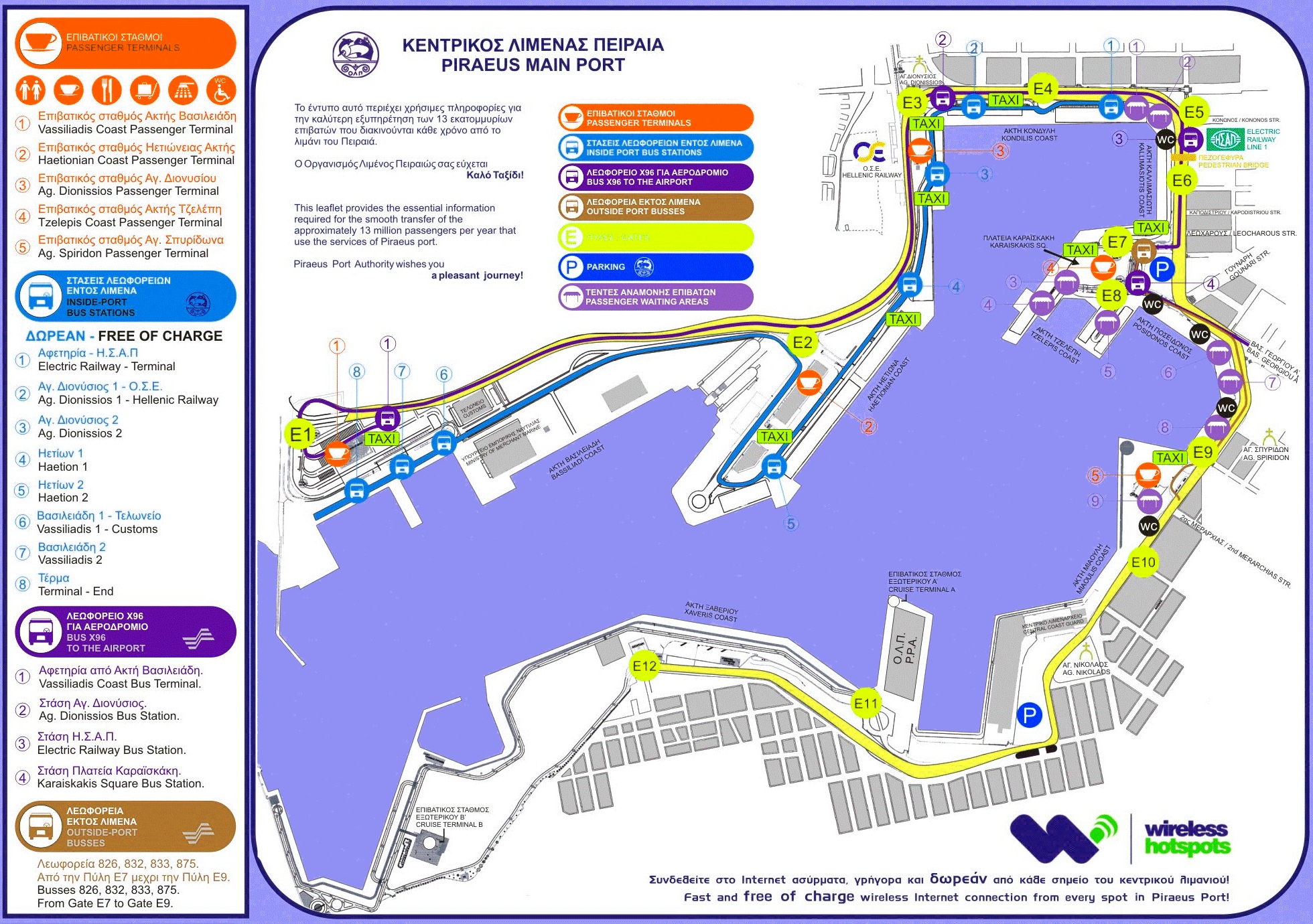 Printable port map of Piraeus port