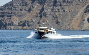Maistros Santorini sailing in the sea