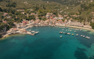 An aerial view of Paxos port