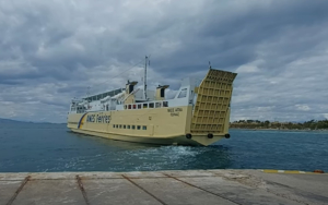 The ferry departs from Aegina port