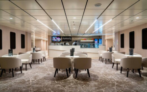The cafe bar in the business class lounge