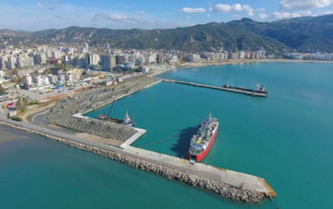 An aerial view of the port