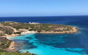 The beach with azure waters