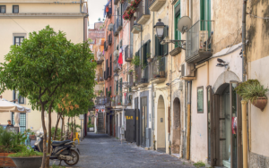 A narrow street downtown