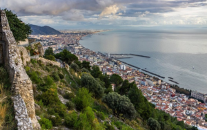 An aerial view of the coastline